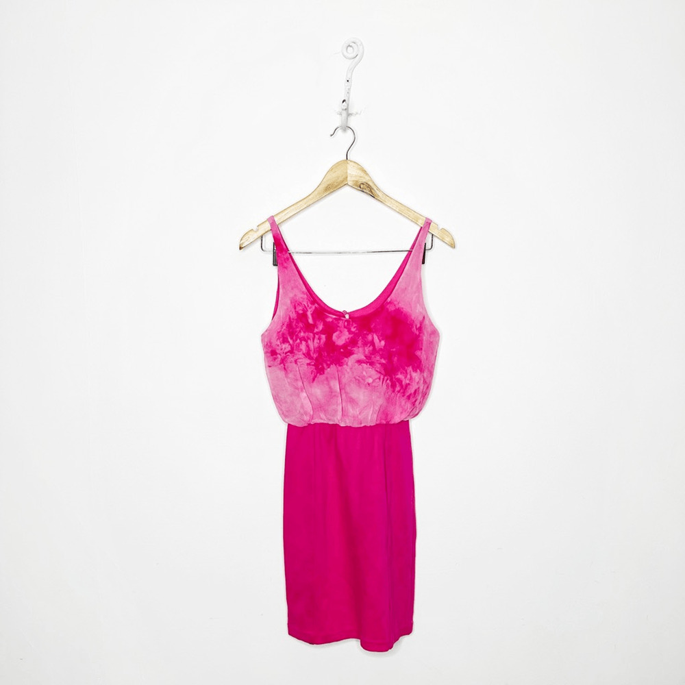 ALICE + OLIVIA Silk Sleeveless Bodycon Dress Silk Tie dye PINK Barbie womens 0